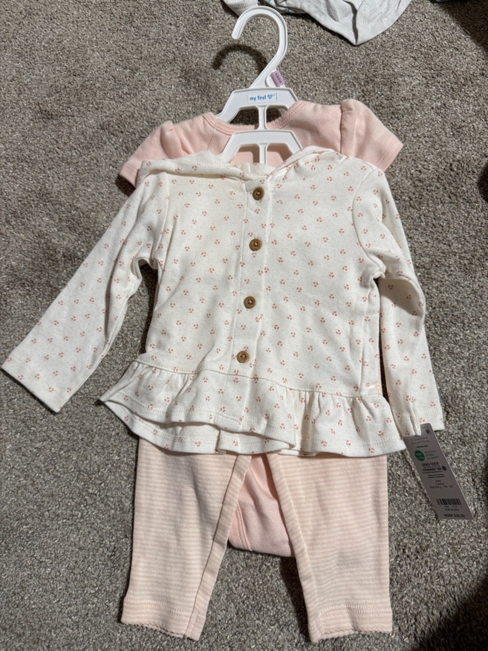 Carter's Pink and Cream Floral Peplum Top & Pink Leggings Set